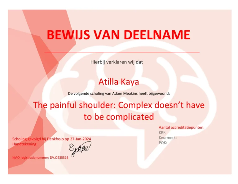 Certificaat Atilla Kaya, Adam Meakins: The painful shoulder: complex doesn't have to be complicated (2024)